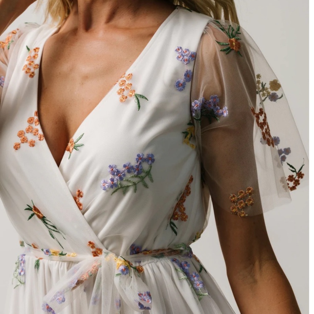 Baltic Born White Floral Maxi Dress with Orange and Purple Embroidery - Picture 5 of 7